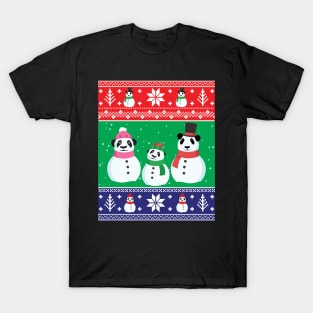 Cute Panda Snowman Ugly Christmas Xmas Sweater T-Shirt